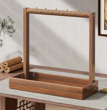 Writing Brush Rack Chinese Style Solid Wood Hanging Brush Holder Study Desktop Suspended Writing Brush Rack Desk Scholar's Four Treasures Calligraphy Ornament Storage Rack Beginner Dedicated Hanging Brush Rack