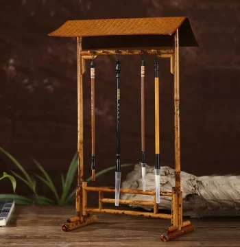 Chinese Style Qiong Bamboo Plum Deer Bamboo Brush Rack Brush Holder Desktop Storage Ornament Brush Hanger Study Desk Four Treasures of the Study Ancient Style