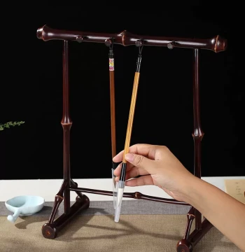 Chinese Style Qiong Bamboo Yunfei Bamboo Brush Rest, Writing Brush Holder Desktop Storage Ornament, Pen Hanger Study Desk Four Treasures of the Study Ancient Style