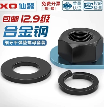 Grade 12.9 Fine Pitch Nuts and Bolt Cap Assemblies with Flat and Spring Washers High-Strength Hardware Kit