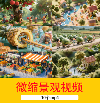 Miniature Landscape Characters, Cartoon Animation Video, Scaled-Down Figures, Lilliput Work Scene Dynamic Background Video