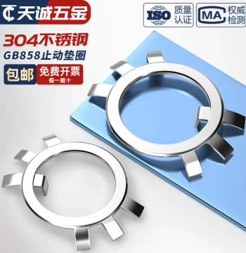 304 Stainless Steel Locking Tab Washer for Round Nuts, Iron Anti-rotation Washer, Six-Claw Retaining Ring, GB858