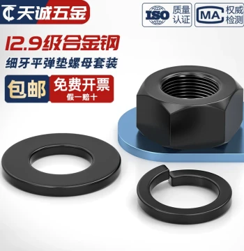Grade 12.9 Fine Pitch Nut and Fine Thread Screw Cap Assortment with Flat and Spring Washers, High-Strength Hardware Kit