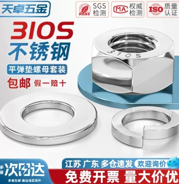 310S Stainless Steel Hex Nut, Flat Washer, and Spring Washer M3 M4 M5 M6 M8 M10 M12 M14 M16 M18 M20