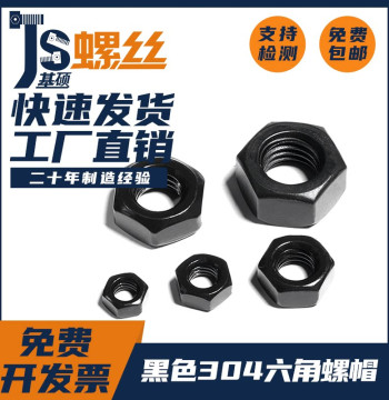 Black 304 Stainless Steel Hex Nut / Flat Washer / Spring Washer / Flange Nut M1.6 M2-M12