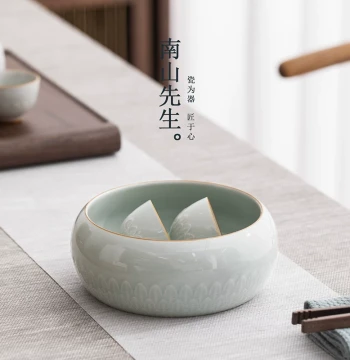 Nanshan Xiansheng Lotus Petal Tea Washer, Household Ceramic Kung Fu Tea Accessory, Large Tea Bowl, Water Vessel, and Brush Washer