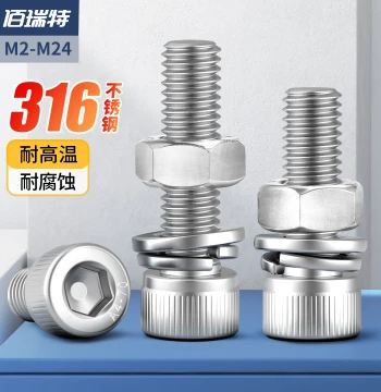 316 Stainless Steel Hex Socket Screw and Nut Assortment with Flat and Spring Washers, M2-M12