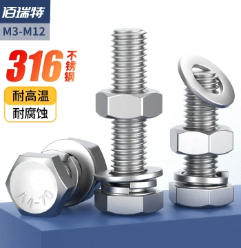 316 Stainless Steel Hex Bolt and Nut Kit with Extended Bolts, Washers, and Nuts (M3-M12)