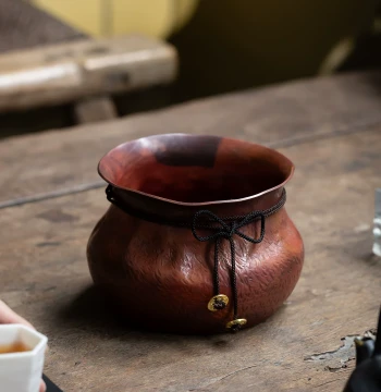 Purple Copper Coin Pouch Jian Shui Tea Washer Water Vessel Waste Tea Bowl Retro Distressed Brush Washing Tea Dregs Bowl Kung Fu Teaware Tea Accessories