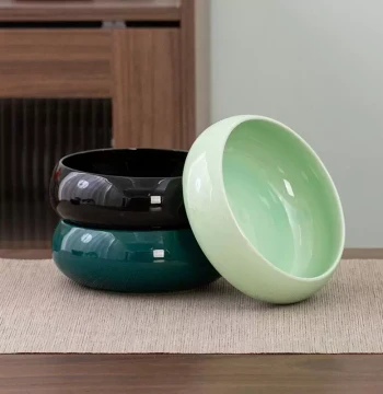 Chinese Celadon Kung Fu Tea Cup Washer Basin, Minimalist Large Flower Pot Water Vessel, Creative Ceramic Tea Washer for Kung Fu Tea Set Accessories