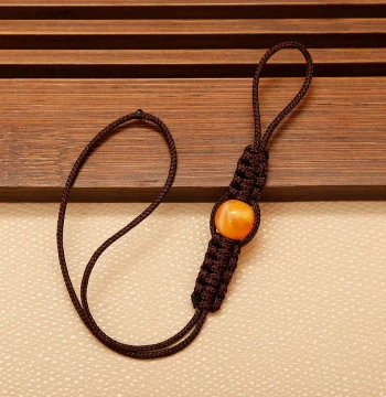 Hand-Braided Rope for Zisha Teapot Lid, Anti-Drop Cord with Agate Beads, Tea Ceremony Accessory