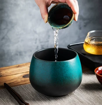 Chenxiang Ceramic Minimalist Household Retro Water Pot Tea Washer Jian Water Tea Jar Tea Bucket Kung Fu Tea Dregs Pot Kung Fu Tea Bowl