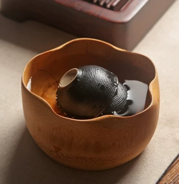 Japanese Style Small Bamboo Tea Washer Retro Kung Fu Tea Set Tea Ceremony Accessories Creative Tea Water Bucket Tea Cup Brush Washing Basin Bowl