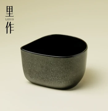 Li Zuo Handmade Wabi-Sabi Black Triangle Jian Shui, Gongfu Tea Set Tea Wash, Cup Washer, Dry Soak Water Vessel, Tea Residue Bucket, Tea Ceremony Accessory