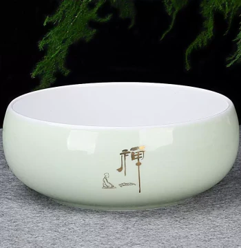 Extra-Large Tea Washing Basin, Water Vessel, Kung Fu Brush Washer, Tea Set Bowl Accessories, Household Waste Water Container, Blue-and-White Porcelain, Dehua