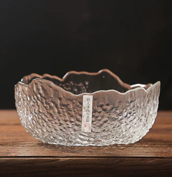 Hand-Hammered Glass Tea Washer Transparent Modern Large Water Bowl Brush Washer Kung Fu Tea Set Accessory Tea Residue and Wastewater Bucket