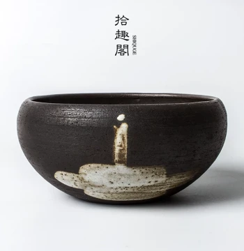 Small Yixing Coarse Pottery Tea Washer - Handmade Ceramic Water Bowl, Planter, or Waste Receptacle for Kung Fu Tea Sets
