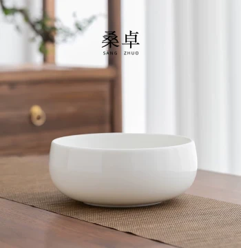Extra-Large Dehua White Porcelain Tea Washer, Mutton Fat Jade Teacup, Water Washing Bowl, Ceramic Kung Fu Tea Set, and Tea Ceremony Accessory, Brush Washer, Water Vessel