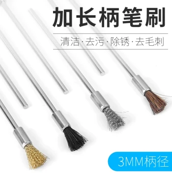 Mini Wire Brush with Extended Handle - Nylon and Copper Bristle Cleaning Brush for Rust Removal, Polishing, and Detail Work