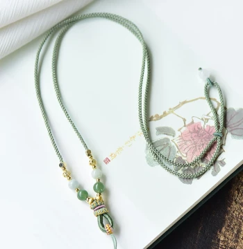 Premium Handmade Jadeite Pendant Cord, Peace Buckle Braided Rope, High-End Gold Necklace String and Jade Bead Hanging Rope for Men and Women
