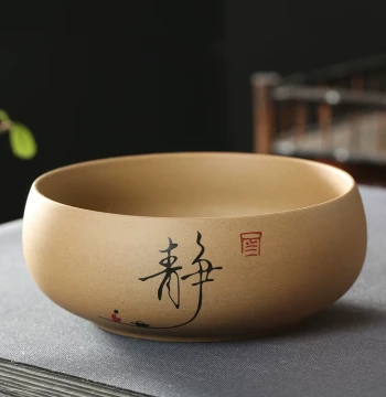 Coarse Pottery Tea Wash Bowl for Home Use, Medium/Large/Small Size Kung Fu Tea Accessory for Cleaning Cups and Brushes