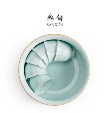 Sanxun Yingqing Large Tea Washing Ceramic High-End Kung Fu Tea Set Accessories Household Brush Washing Tea Vessel Water Vessel Tea Dregs Container Jian Shui