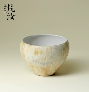 Fanru Li Chao White Ceramic Jianshui, Retro Wabi-sabi Style Household Waste Water Jar, Tea Dregs Container, Japanese Kung Fu Tea Set Tea Wash