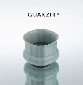 Guanzhi Sky-Blue Ru Kiln Tea Washer, Small Size Kung Fu Tea Set Accessory, Home Ceramic Brush Washer, Water Bowl, Storage Bowl, Jian Shui