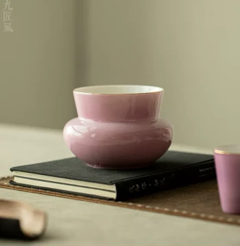 Yunxia Purple Jian Water Vessel, High-Aesthetic Female Tea Waste Container, Home Luxury Cup Washer, Ceramic Tea Basin for Kung Fu Tea Sets