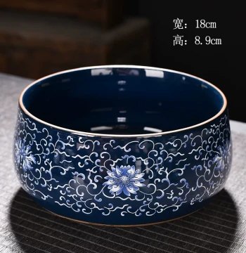 Blue and White Porcelain Enamel Color Tea Wash, Teacup, Ceramic Brush Wash, Water Bowl, Home Water Wash Basin, Tea Bowl Pot, Kung Fu Tea Set Accessories