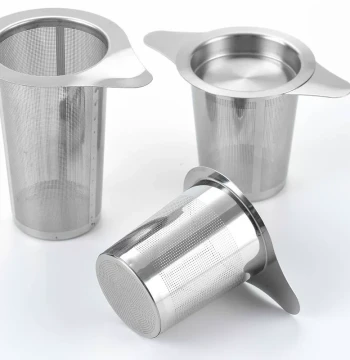304 Stainless Steel Tea Strainer Tea Set Accessories Creative Double-Ear Tea Leaf Filter Tea Brewing Device Tea Filtering Net Tea Funnel
