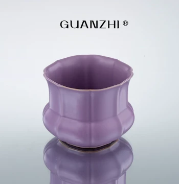 Guanzhi Lilac Purple Ceramic Jian Shui, Gongfu Tea Set Accessory, Home Tea Dregs Bucket, Ru Porcelain Tea Water Bowl and Storage Bowl