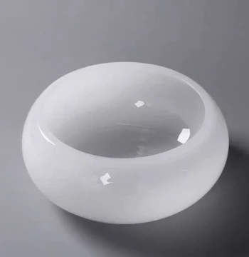 Glazed Fragrant White Jade Porcelain Large Tea Wash Bowl, Premium Water Basin, F-Ling Dao Kung Fu Tea Set Accessory, Brewing Tool