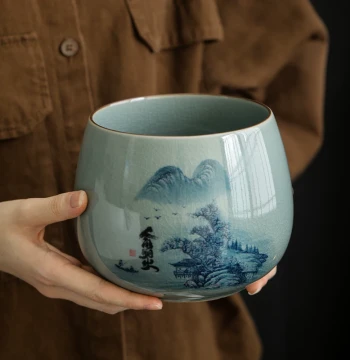 Ru Kiln Ceramic Simple Home Retro Water Basin Tea Washer Jian Water Tea Water Cylinder Tea Bucket Kung Fu Tea Waste Cylinder Kung Fu Tea Basin