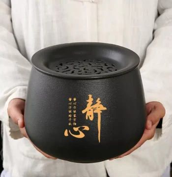 Premium Extra-Large Tea Wash Bowl, Household Ceramic Tea Waste Container, Large Water Basin and Waste Bucket, Kung Fu Tea Ceremony Accessory
