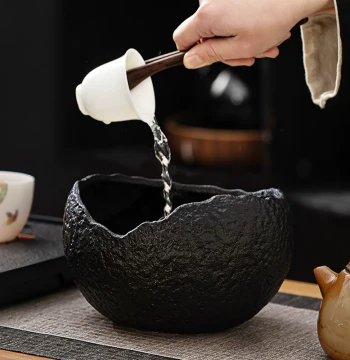Coarse Pottery Tea Washer, Household Ceramic Tea Dregs Container, Desktop Water Bowl, Tea Water Jar, Waste Water Bucket, Kung Fu Tea Ceremony Accessories, Cup Washer