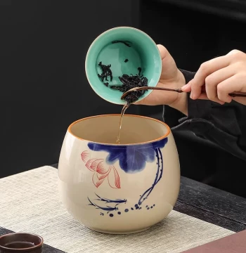 Large Ceramic Tea Waste Container for Home Desktop Use, Jian Shui Water Bowl, Wastewater Bucket for Kung Fu Tea, Tea Washing Cup Accessories
