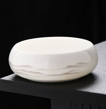 Mutton Fat White Porcelain Large Household High-End Cup Washing Jar Kung Fu Tea Set Tea Brewing Tool Water Vessel Tea Table Waste Water Jar