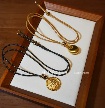 Hongjing Handmade Black-Gold-Red 2.0 Shiny Thread Necklace Cord for Jade and Gold Pendants, Universal Eight-Strand Design