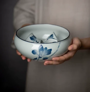 Antique-Style Clay Tea Washer, New Chinese Zen Large Ceramic Jian Shui (Tea Waste Container), Kung Fu Tea Set Cup Washing Accessories