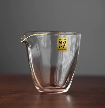 Japanese Imported Handcrafted Gold-Rimmed Crystal Glass Fairness Cup - Premium Japanese Tea Serving Pitcher, Heat Resistant