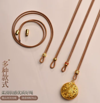 Pendant Cord Waxed Leather Rope No-Tie Direct Threading Gold Specialty Unisex Adjustable Neck Hanging Jade Necklace Rope Waterproof Wear-Resistant