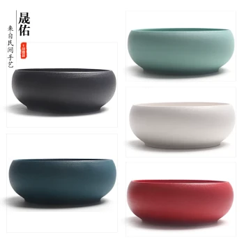 Shengyou Colorful Ceramic Kung Fu Tea Set: Large Black Pottery Tea Washing Basin, Brush Washer, Ceramic Tea Set Accessories, Tea Sea, Water Washer, and Tea Bowl