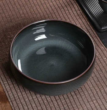 Ge Kiln Celadon Iron-Body Tea Washing Bowl, Black-Body Ice-Crack Pattern, Ceramic Kung Fu Tea Set, Cup Washer, Water Rinse, and Home Ashtray