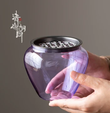 Qingshan Hutong Retro Chinese Glass Jian Shui Tea Dregs Basin: Small Wastewater Bucket for Home Kung Fu Tea Tables