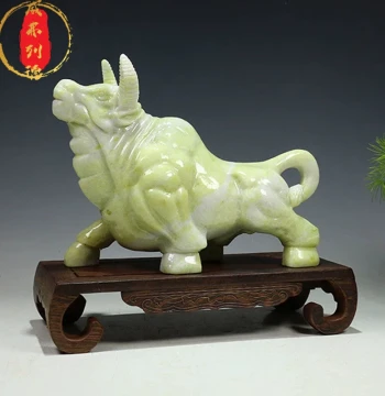Weifulede Lantian Jade Ox Zodiac Ornament Natural Jade Carving Niu Zhuan Qian Kun Home Entryway Bar Decor