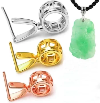 Pure 18K Gold Thickened Universal Clasp, Melon Seed Clasp for Jade and Emerald Inlay, K Gold Pendant Clasp for Women's Necklaces