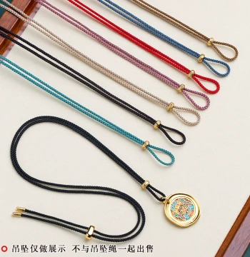 Direct-Thread Braided Necklace Cord - Premium Jade and Gold Pendant Rope with Adjustable DIY Length for Men and Women