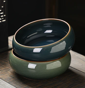 Large Ge Kiln Tea Washing Pot, Ice-Crack Glaze, Cultivable Water Rinse, Kung Fu Tea Ware, Water Urn, Household Ceramic Brush Washer, Cup Washer, Flower Pot