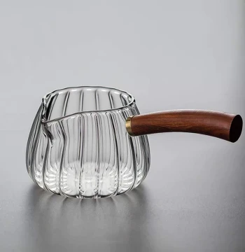 High-Temperature Resistant Glass Fair Cup Thickened Heat-Resistant Tea Sea Wooden Handle Tea Divider Pouring Public Cup Home Kung Fu Tea Set